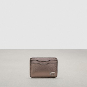 Coach Wavy Card Case In Metallic Coachtopia Leather Grijs Metal | COH865676