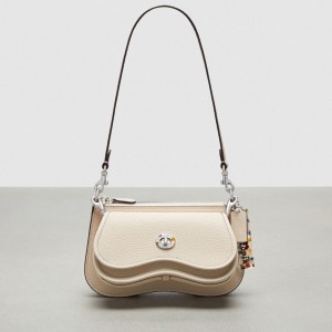 Coach Wavy Double Pouch Bag Beige | COH865310