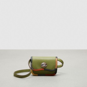 Coach Wavy Wallet With Colorful Binding In Upcrafted Leather Olijfgroen Groen Gekleurd | COH865557
