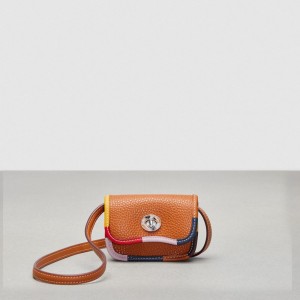 Coach Wavy Wallet With Colorful Binding In Upcrafted Leather Bruin | COH865591