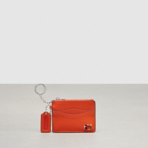 Coach Wavy Zip Card Case In Pebbled Coachtopia Leather With Key Ring Oranje | COH865595