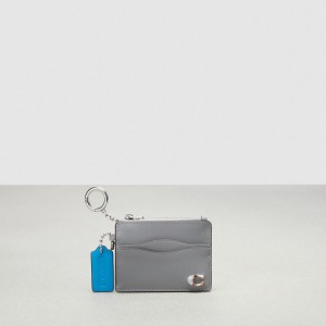 Coach Wavy Zip Card Case With Key Ring In Smooth Coachtopia Leather Grijs | COH865542
