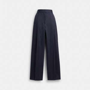 Coach Wide Leg Trousers Donkerblauw Wit | COH866033
