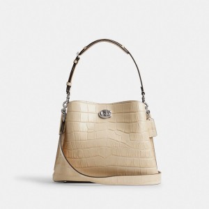 Coach Willow Shoulder Bag Zilver Wit | COH864956