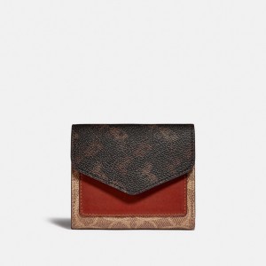 Coach Wyn Small Wallet With Horse And Carriage Print Bruin Rood | COH865605