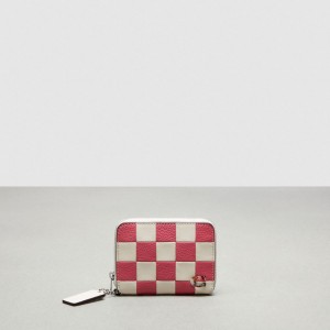 Coach Zip Around Wallet In Checkerboard Upcrafted Leather Roze | COH865601